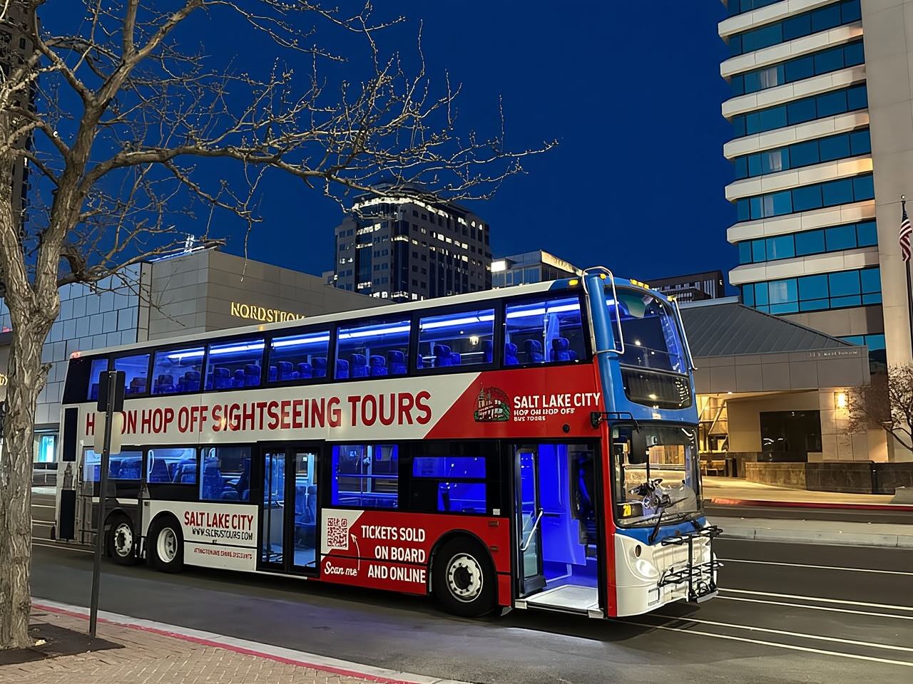 SLC Bus Tours Night Tour on a Double-Decker Bus