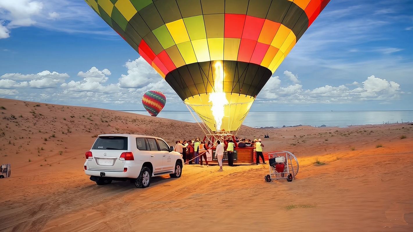 [Volo in mongolfiera a Dubai all'alba] Tour aereo nel deserto (prenotazione diretta ufficiale + opzione economica/lusso + trasferimento dall'hotel + colazione + falconeria + passeggiata in cammello + certificato di volo)