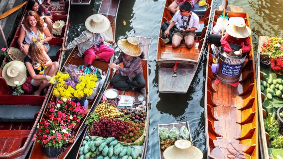 [Petit groupe pur plaisir - Un véhicule avec guide - Départ tardif] Excursion d'une journée à Bangkok : Marché Flottant de Damnoen Saduak + Marché sur les voies