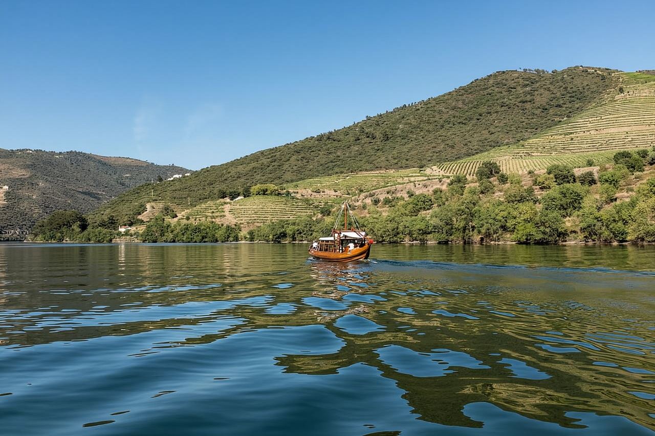 Pinhão: crucero en barco Rabelo con degustación de puerto en una bodega
