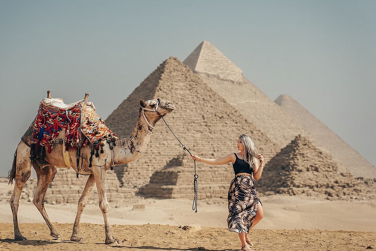 Giza pyramids, Sphinx, Sakkara Pyramid ,Memphis & Pyramid Inside