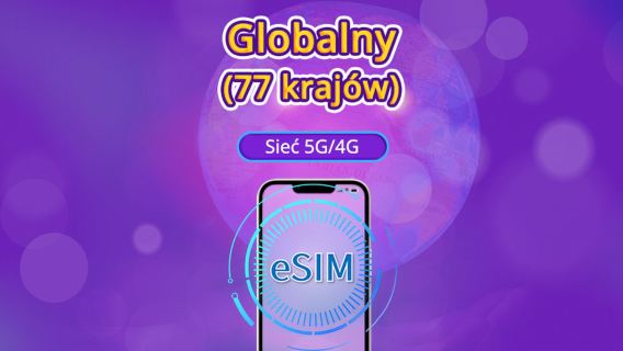 Globalna (77 krajów) karta eSIM 5G/4G | Obsługuje Google Maps/TikTok/ChatGPT | Pakiet danych | Rozliczenie co 24 godziny | 1–7 dni | Kod QR