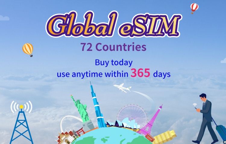 Global (72 countries) | 4G/5G eSIM | Total Package | 365-day validity | 24H | QR code