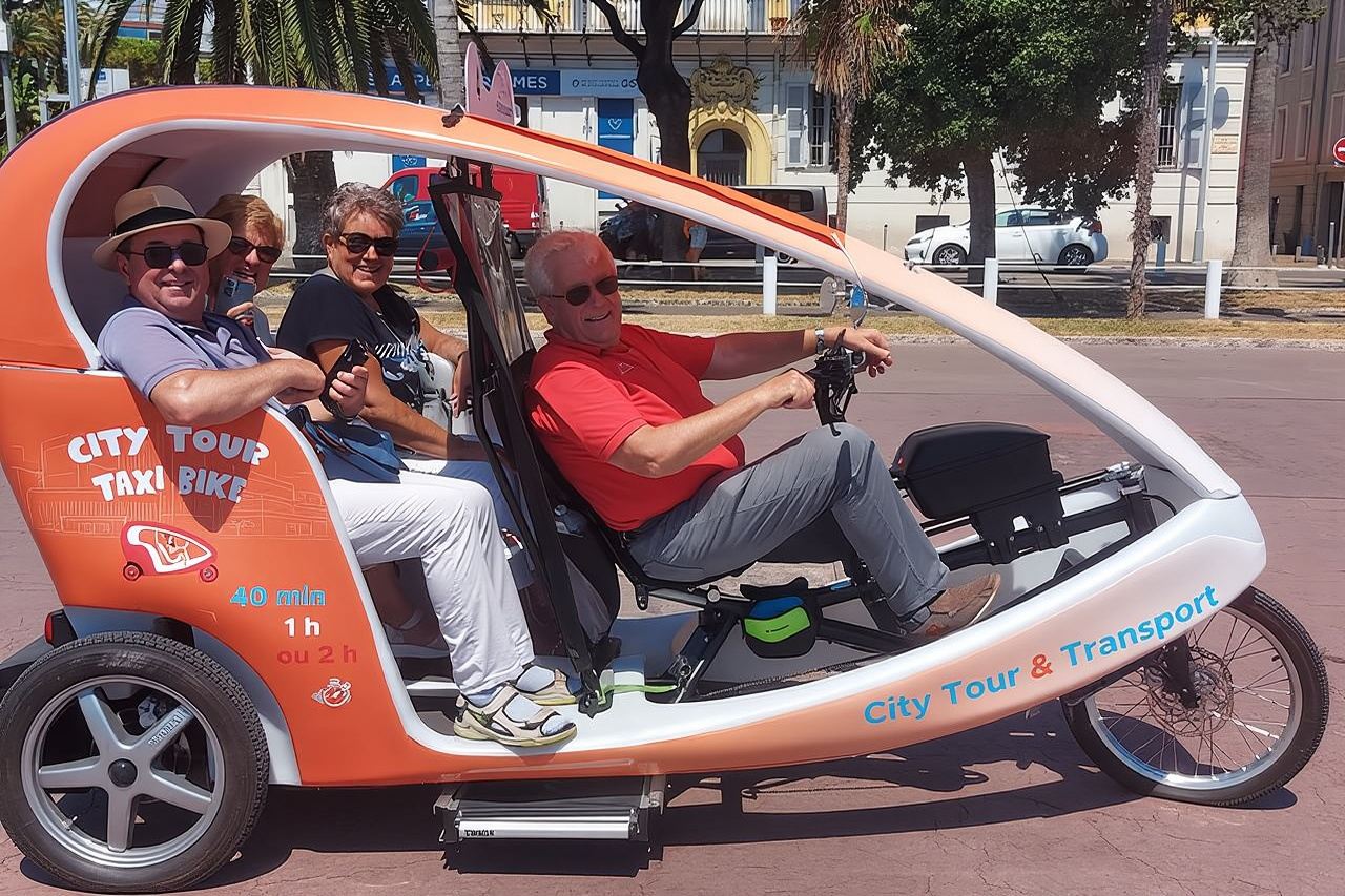 Nice: Visit of Nice by electrically assisted bike taxi 1 hour.