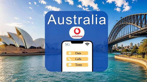 Australië Vodafone 5G eSIM | Totaal 20GB/80GB/120GB | Inclusief belminuten + sms | Natuurlijke dag | 28 dagen | QR-code