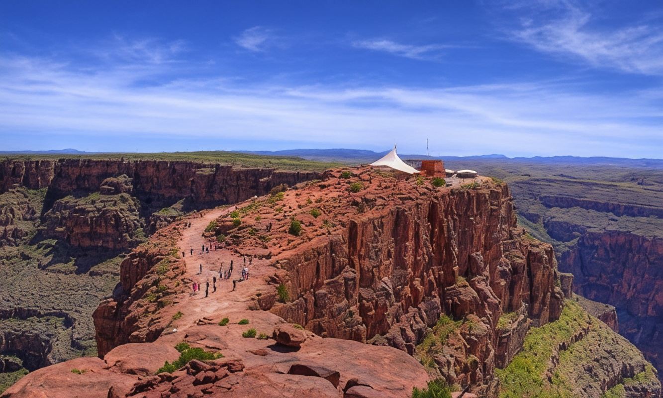 Tour in autobus del Grand Canyon West Rim con sosta fotografica alla diga di Hoover, elicottero e biglietto d'ingresso per lo Skywalk