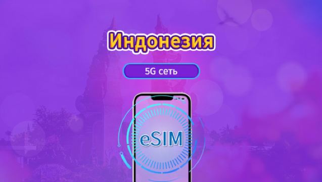 Индонезия | 5G/4G eSIM | На день / Пакет данных | Трафик обновляется раз в 24 ч. | 1-30 дн. | QR-код