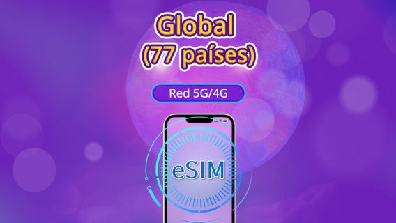 eSIM global (77 países) 5G/4G | Compatible con Google Maps/TikTok/ChatGPT | Plan de datos | Facturación cada 24 horas | 1–7 días | Código QR