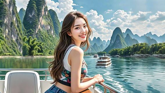 遇龍河竹筏漂遊+十里畫廊+漓江三星船/四星遊船一日遊【純玩】