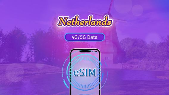 Paesi Bassi | eSIM 5G/4G | Pacchetto totale | Fatturazione ogni 24 ore | 7–30 giorni | Codice QR