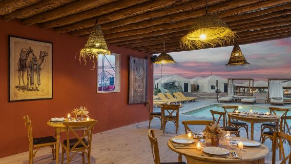 Marrakech: Agafay Desert Inara Camp Pool Day Pass w/ Dinner