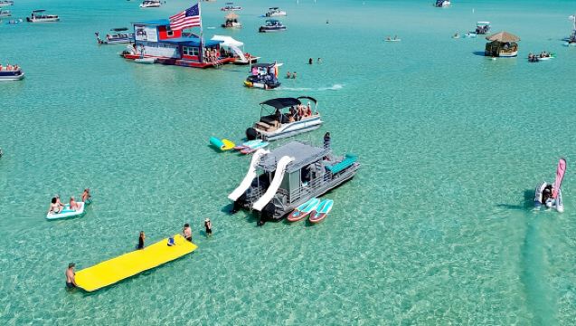 Private Crab Island Slide Pontoon Charter w/Restroom (Up to 12)