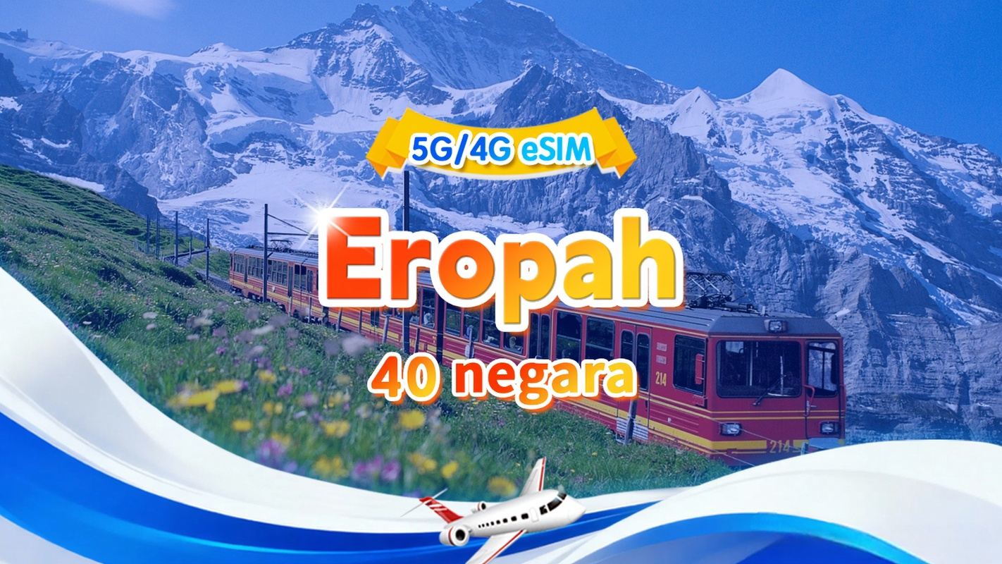eSIM 5G/4G Eropah | Pakej harian/Jumlah pakej | 500MB/hari-jumlah 30GB | 1-30 hari | Sistem 24 jam | QR code