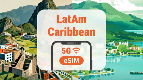 دول متعددة في أمريكا الوسطى ومنطقة البحر الكاريبي | eSIM 5G | خيارات من 1-30 يومًا | مناسب لبورتوريكو، بيرو، كوستاريكا وغيرها | شراء واستخدام فوري | رمز QR