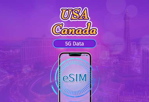 Canada & US | 5G/4G eSIM | Day Pass/Total Package | Natural Day Billing | 1-90 days | QR code
