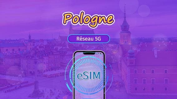 Pologne | eSIM 4G/5G | Forfait de données | Facturation sur 24 heures | 7-30 jours | QR code