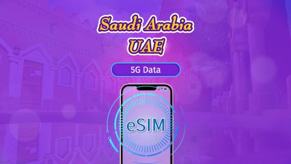 Arab Saudi/UEA | eSIM 5G/4G | Paket Total | Penagihan 24 Jam | 90 Hari | Kode QR