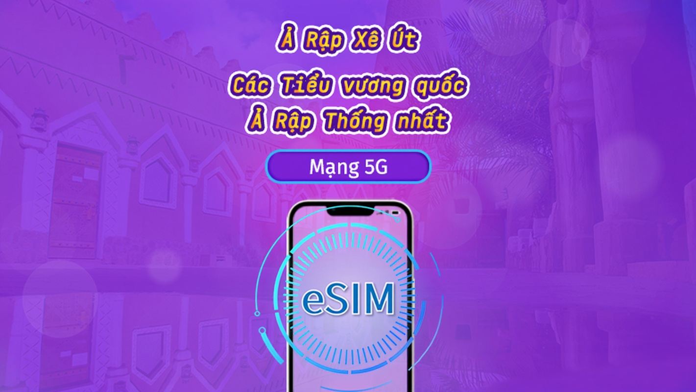 Ả Rập Xê Út/UAE | eSIM 5G/4G | Gói trọn gói | Tính phí mỗi 24 giờ | 90 ngày | Mã QR