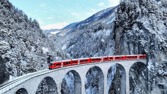 Bernina Red Train, Swiss Alps & St Moritz From Milan