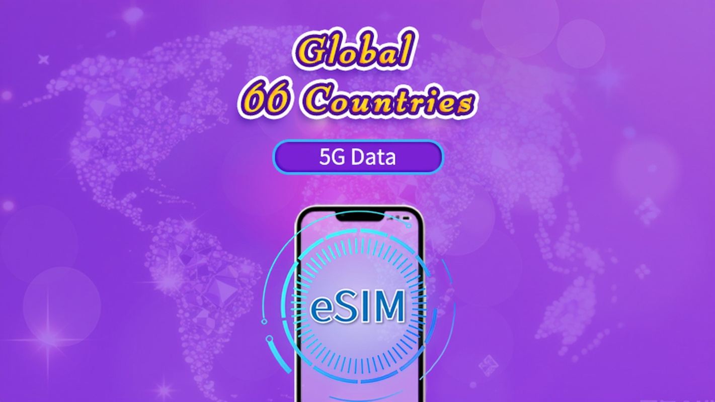 Global (66 negara) | eSIM 5G/4G | Paket Total | Penagihan 24 Jam | 1–7 Hari | Kode QR