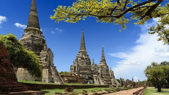 Templi di Ayutthaya e mercato galleggiante di Ayothaya da Bangkok