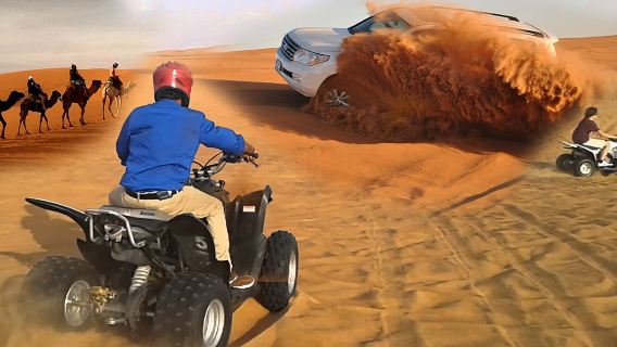 Safari por el desierto de Dubái con quad: conducción por dunas, cena barbacoa y danza del vientre + traslados