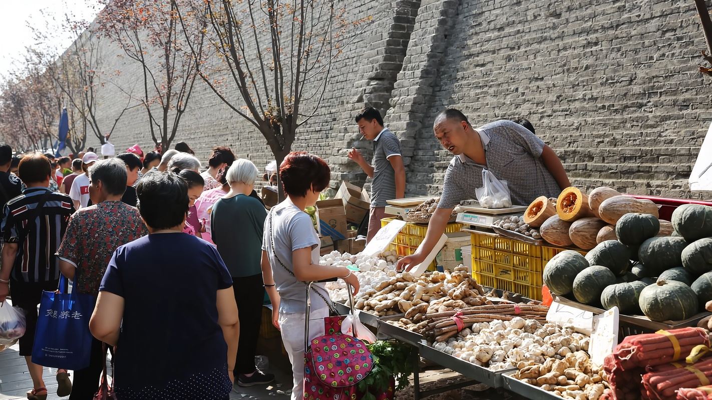 Xi'an Walking Tour: Nanmen Market, Xiangzi Temple, City Wall, Gao's Courtyard Calligraphy