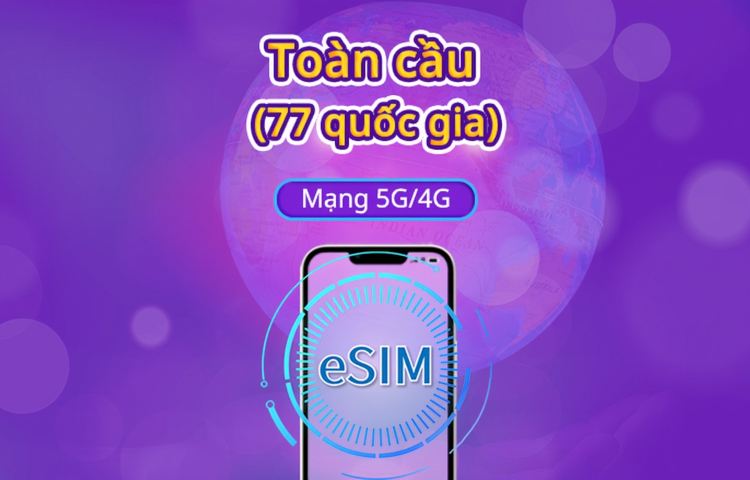 eSIM Toàn cầu (77 quốc gia) 5G/4G | Hỗ trợ Google Maps/TikTok/ChatGPT | Gói dữ liệu | Tính phí theo 24 giờ | 1–7 ngày | Mã QR