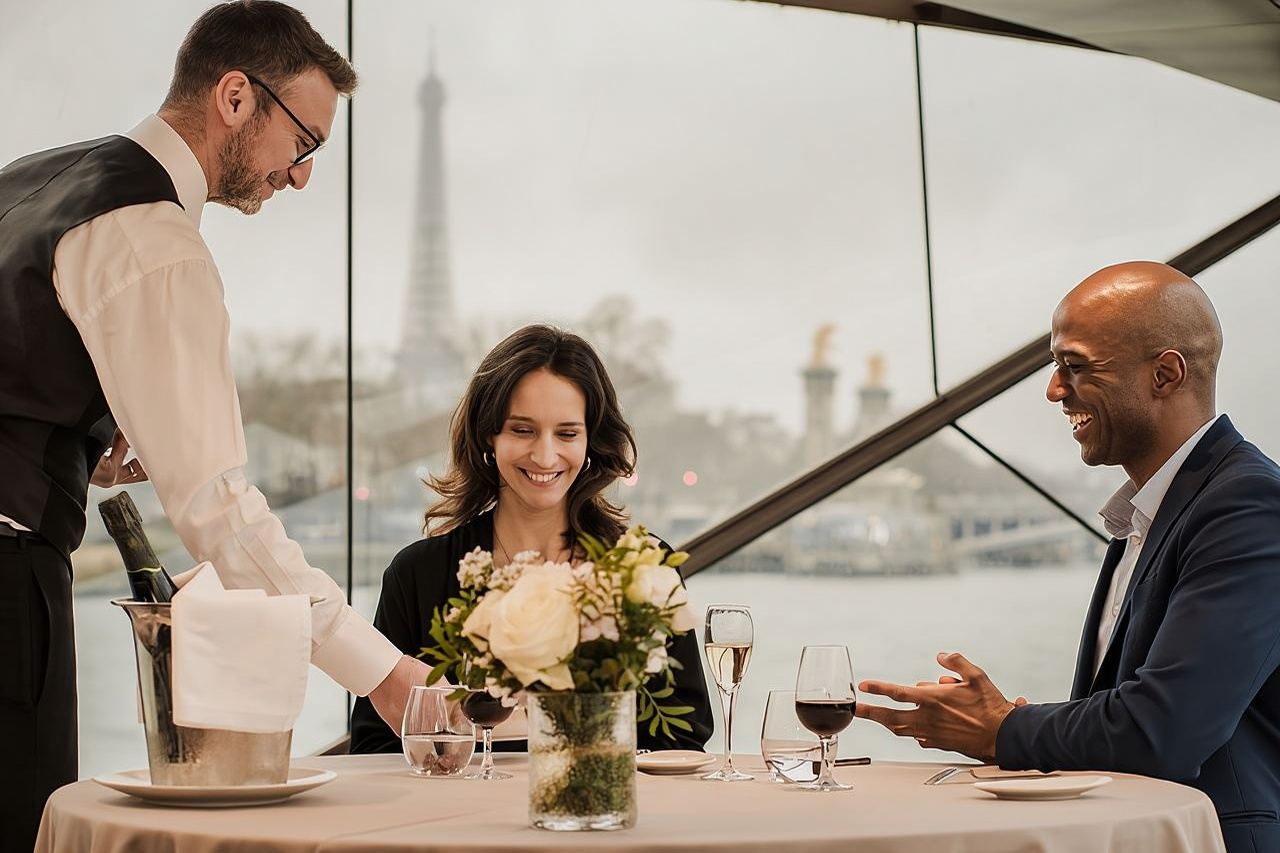 Crucero con cena por el río Sena en París con música en vivo de Bateaux Mouches