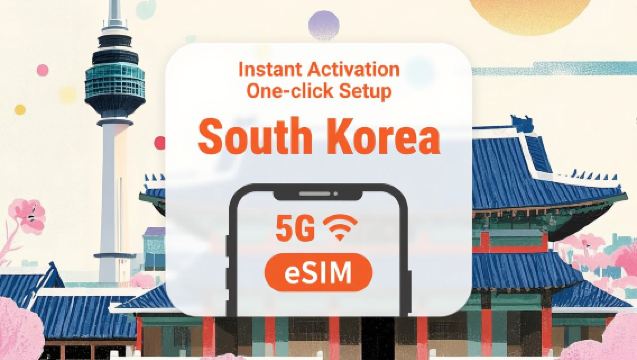 Sydkorea 5G eSIM | 1-30 dages total + daglig plan | Bestil og få kode uden ventetid på forsendelse | Hurtig aktivering med ét klik | QR-kode