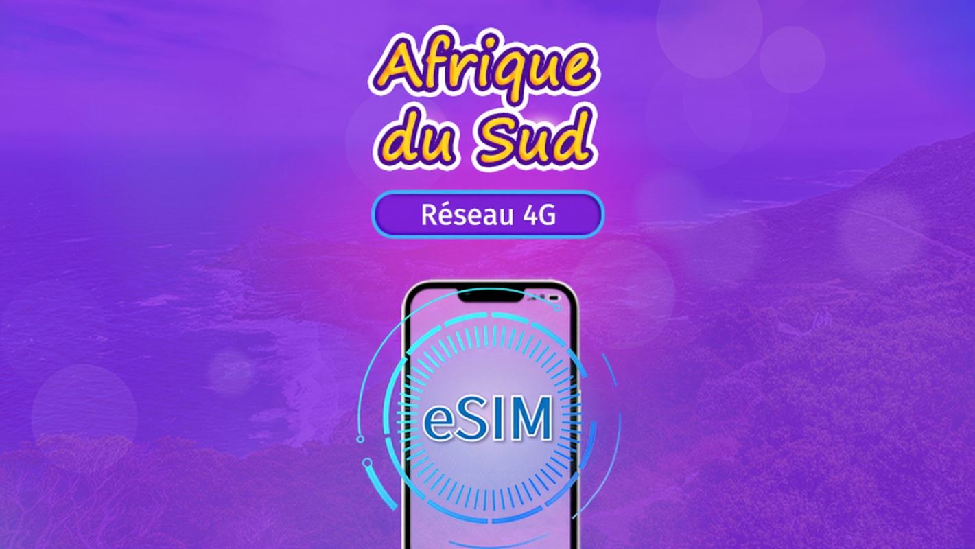 Afrique du Sud | eSIM 5G/4G | Forfait journalier/forfait total | Facturation par jours naturels | 1 à 30 jours | Code QR