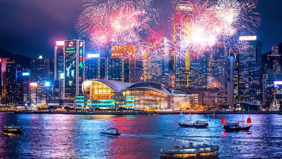 Silvester-Feuerwerk in Hongkong 2025-2026