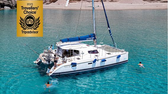 Catamaran Full-Day of Milos and Poliegos With Lunch & BBQ