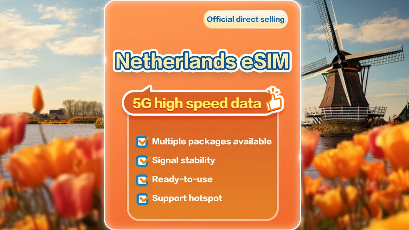 5G в Нидерландах|eSIM|Доступно несколько пакетов|Закажите сейчас и используйте сейчас|Поддержка точки доступа|QR-код