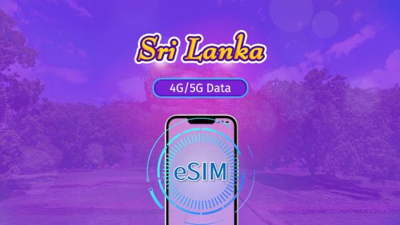 Sri Lanka | eSIM 5G/4G | Paket Total | Penagihan 24 Jam | 30 Hari | Kode QR