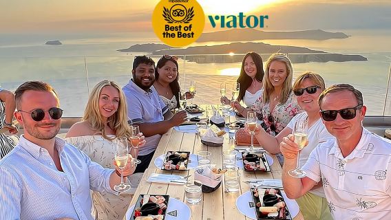 Santorini Wine Adventure with 12 Wine Tastings, Tapas and Sunset