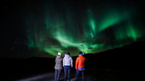 Экскурсия с охотой за северным сиянием в Рейкьявике, Исландия (с возможностью выбора фото с северным сиянием или экскурсии на китайском языке / трансфер из отеля или самостоятельное прибытие к месту сбора)