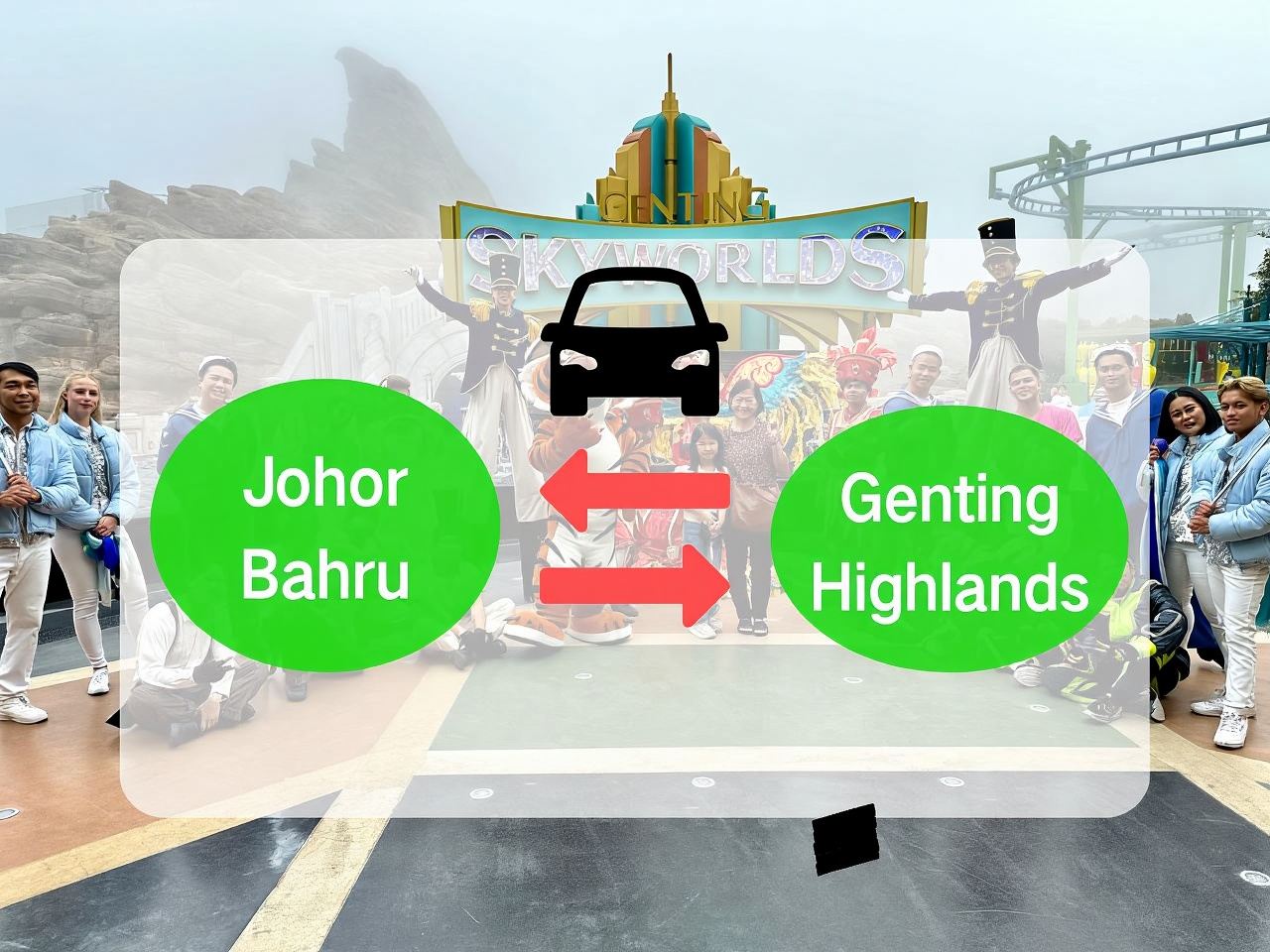 Trasferimento in auto privata punto a punto tra Johor Bahru e Genting Highland