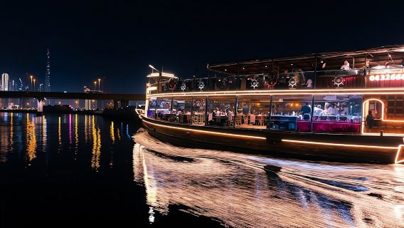 Dubai luxury canal dinner cruise with optional transfer and beverages