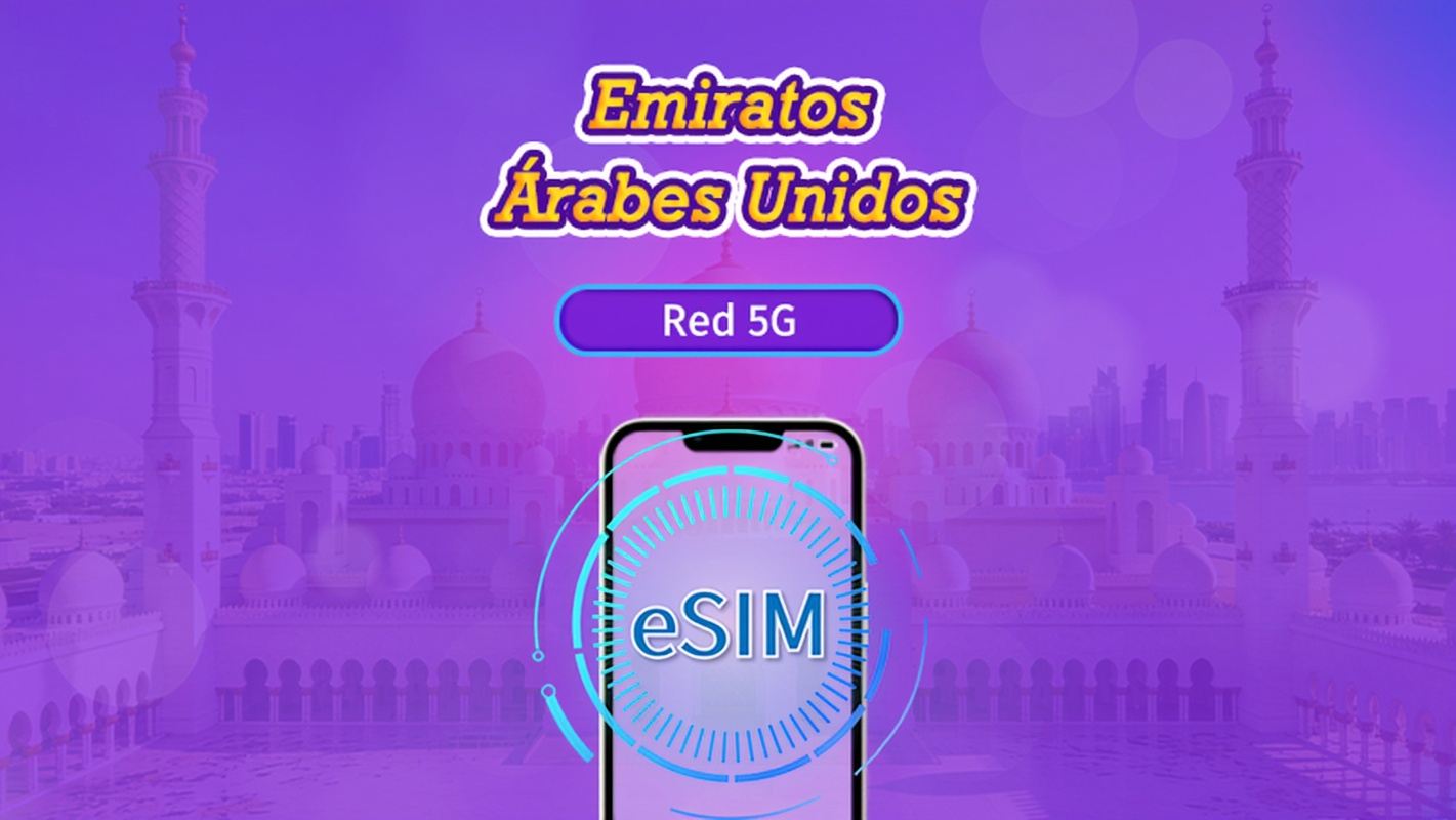 EAU | eSIM 5G/4G | Pase diario/Plan Completo | Facturación cada 24 horas | 1-30 días | Código QR