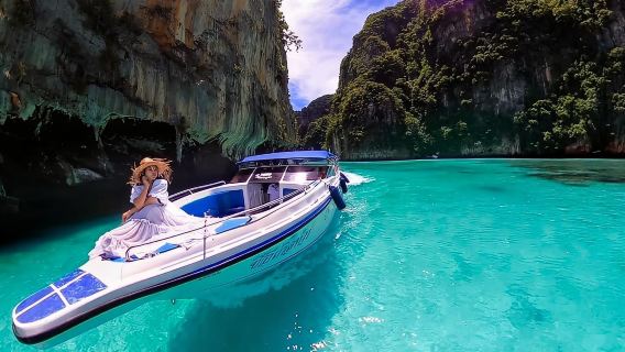 クラビー/アオナン発:ピピ島+バンブー島+レイレーでサンセット&シュノーケリング スピードボートツアー