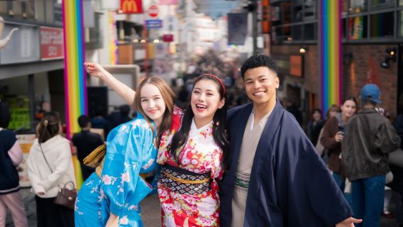 Location de kimonos SHIBUI à Tokyo, boutique Harajuku | Accès direct à Takeshita Street, incontournable à Harajuku