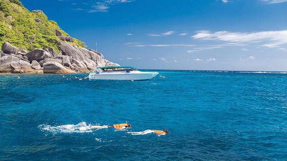 Excursion de plongée avec tuba haut de gamme aux îles Similan en catamaran à moteur au départ de Phuket