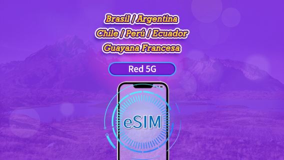 Sudamérica (6 países) | eSIM 5G/4G | Pase diario/Plan Completo | Facturación cada 24 horas | 1-30 días | Código QR