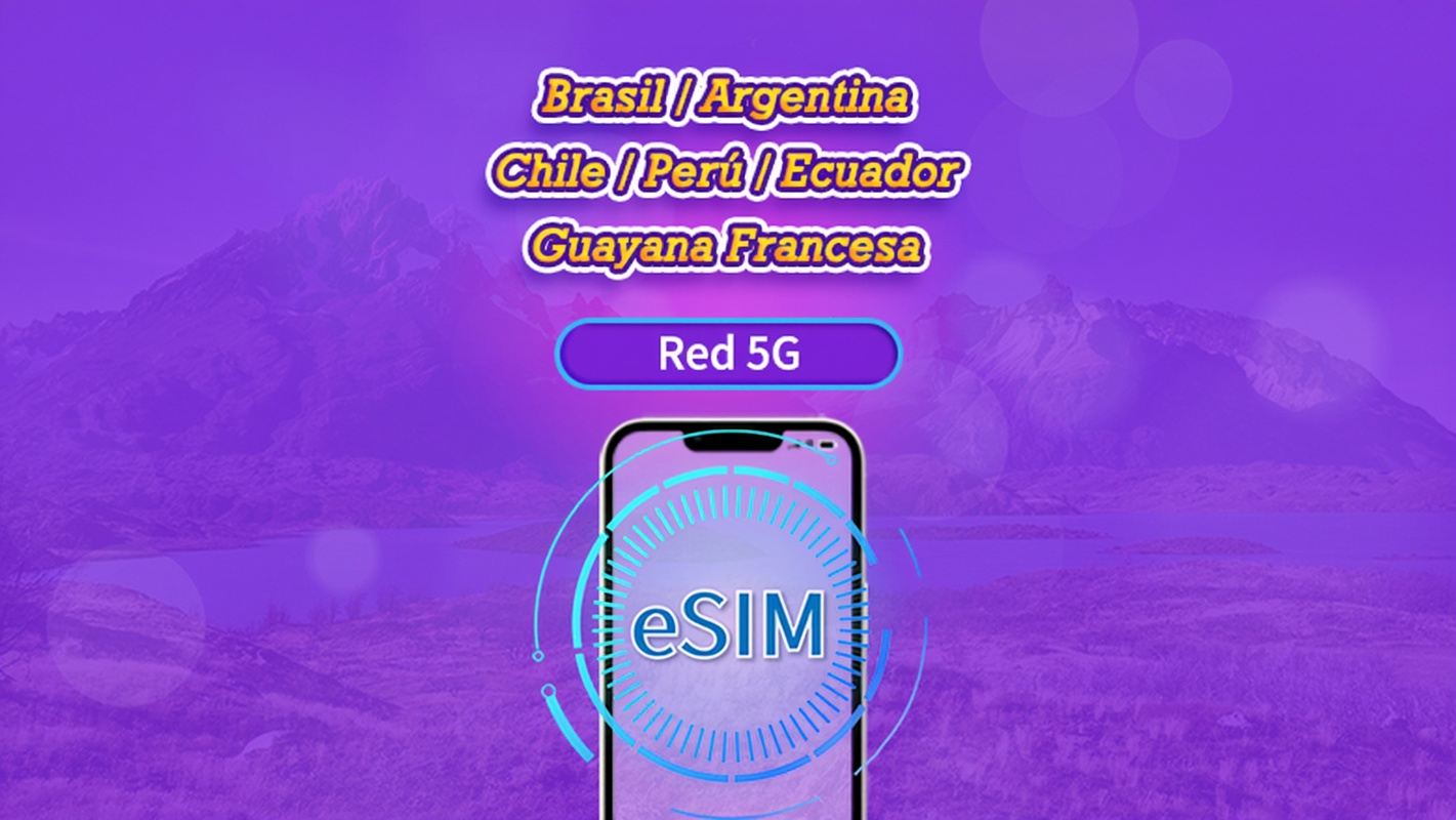 Sudamérica (6 países) | eSIM 5G/4G | Pase diario/Plan Completo | Facturación cada 24 horas | 1-30 días | Código QR