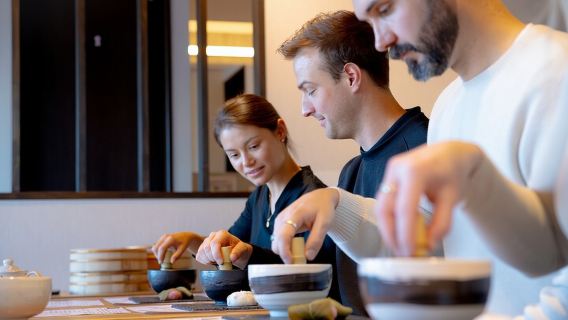 Matcha Making Class in Osaka with Authentic Japanese Sweets Set