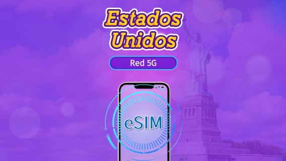 Estados Unidos | eSIM 5G | Pase diario/Paquete total | Facturación cada 24 horas | 1-30 días | Código QR