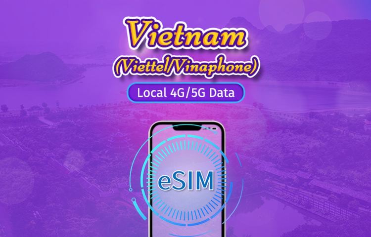 越南 | Vinaphone/Viettel 5G/4G eSIM | 日用包 | 自然日計費/24小时计费 | 5-15 天 | QR code