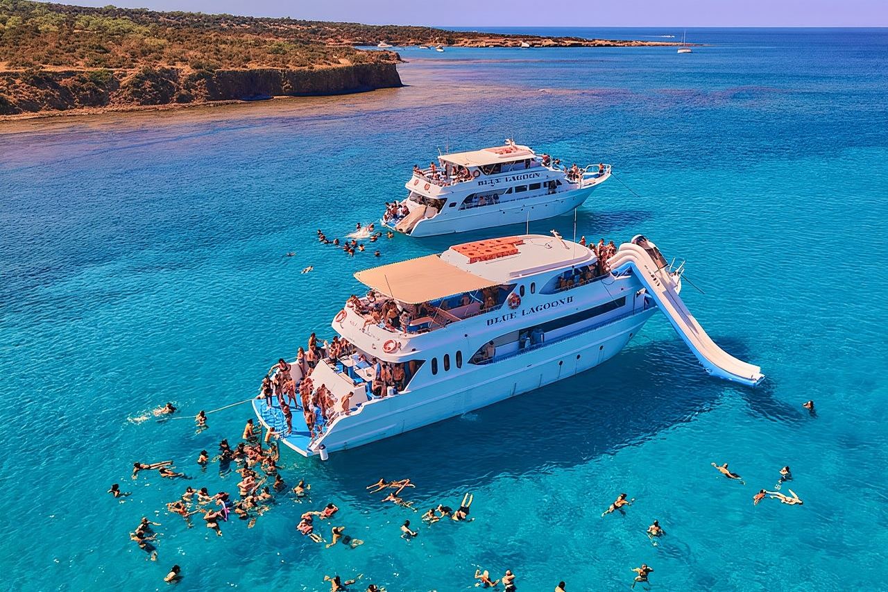 Tour in autobus e barca della Laguna Blu (Akamas) con scivolo d'acqua da Paphos