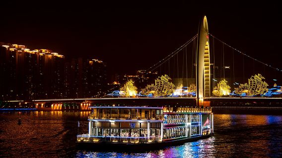 Un tour notturno da non perdere a Guangzhou! Crociera notturna sul Fiume delle Perle (include posti VIP e trasferimenti di andata e ritorno)